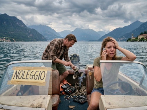 Barca a noleggio con turisti in avaria sul Lago di Como